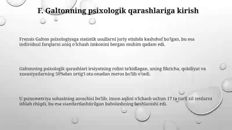 F.Galton psixologik qarashlari va psixologiyaning statistik usuli haqidagi nazariyalari 3