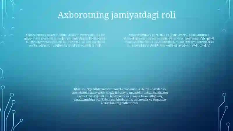 Axborotlarning Ijtimoiy Ahamiyati Va Faoliyatlari 3