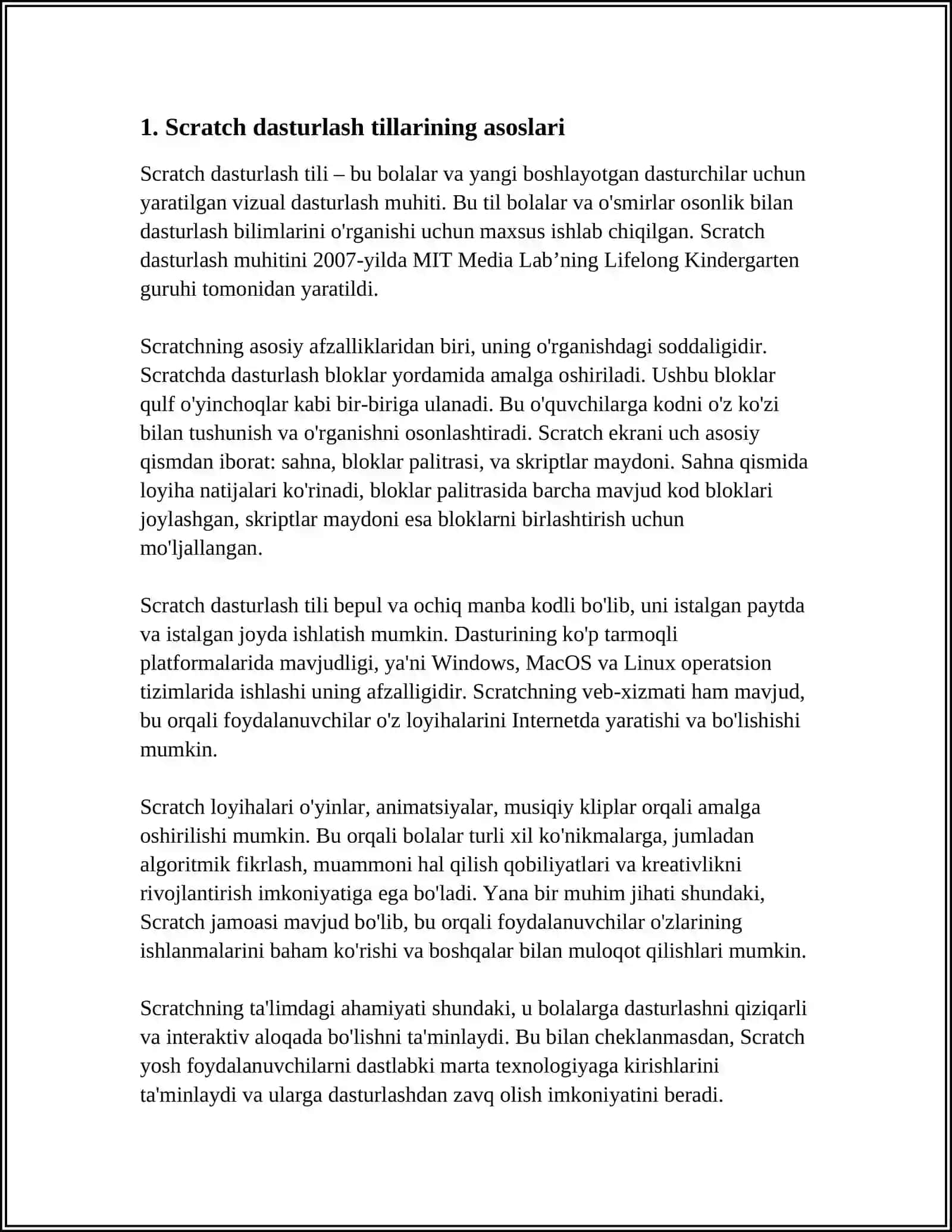 SCRATCH DASTURLASH TILLARI 3