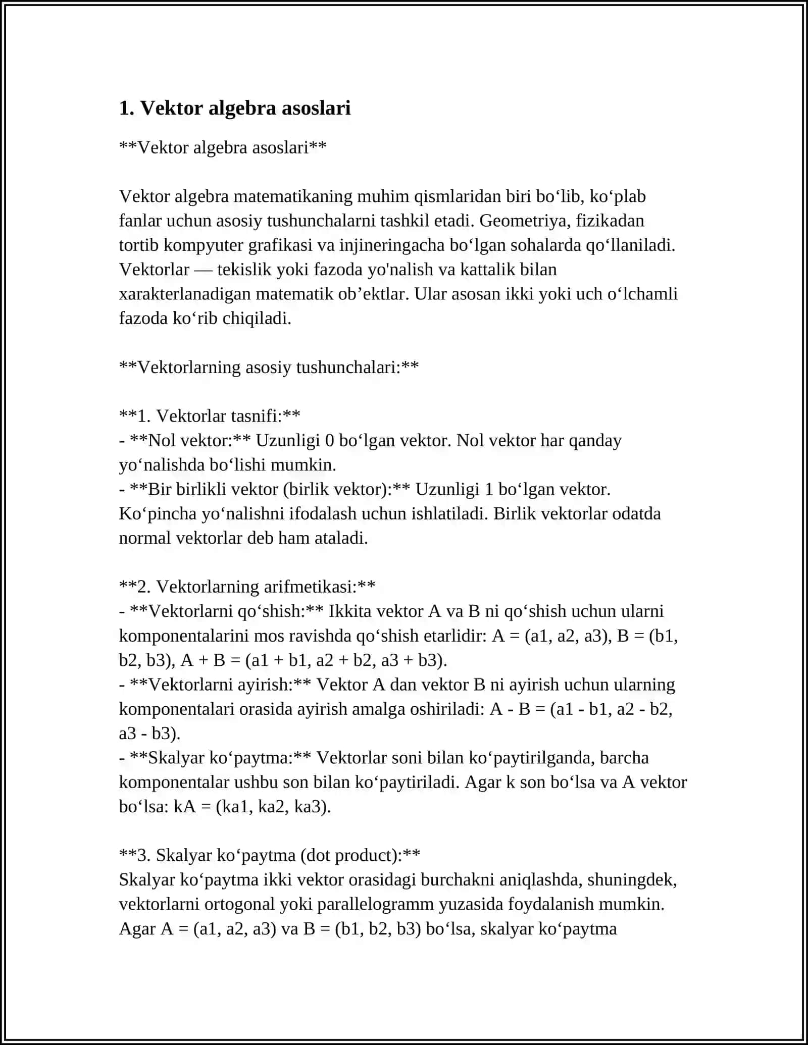 FAZODA TEKISLIKNING VEKTOR UMUMIY NORMAL TENGLAMALARI 3