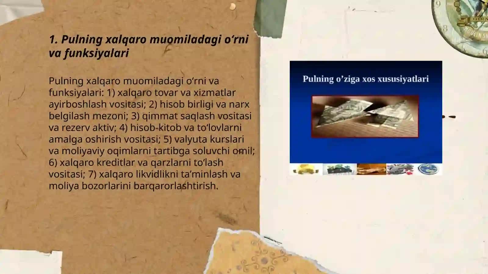 Pulning xalqaro muomiladagi oʻrni va funksiyalari 3