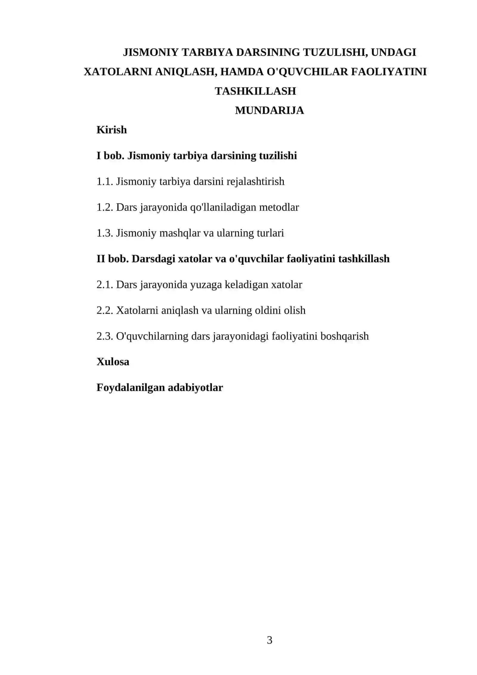 Jismoniy tarbiya darsining tuzulishi, undagi xatolarni aniqlash, hamda o'quvchilar faoliyatini tashkillash 3
