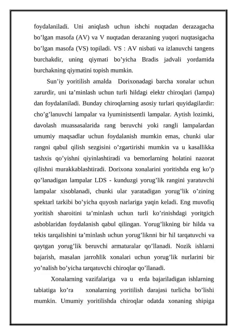 Dorixona xonalarining Yoritilishi va Havosi 3