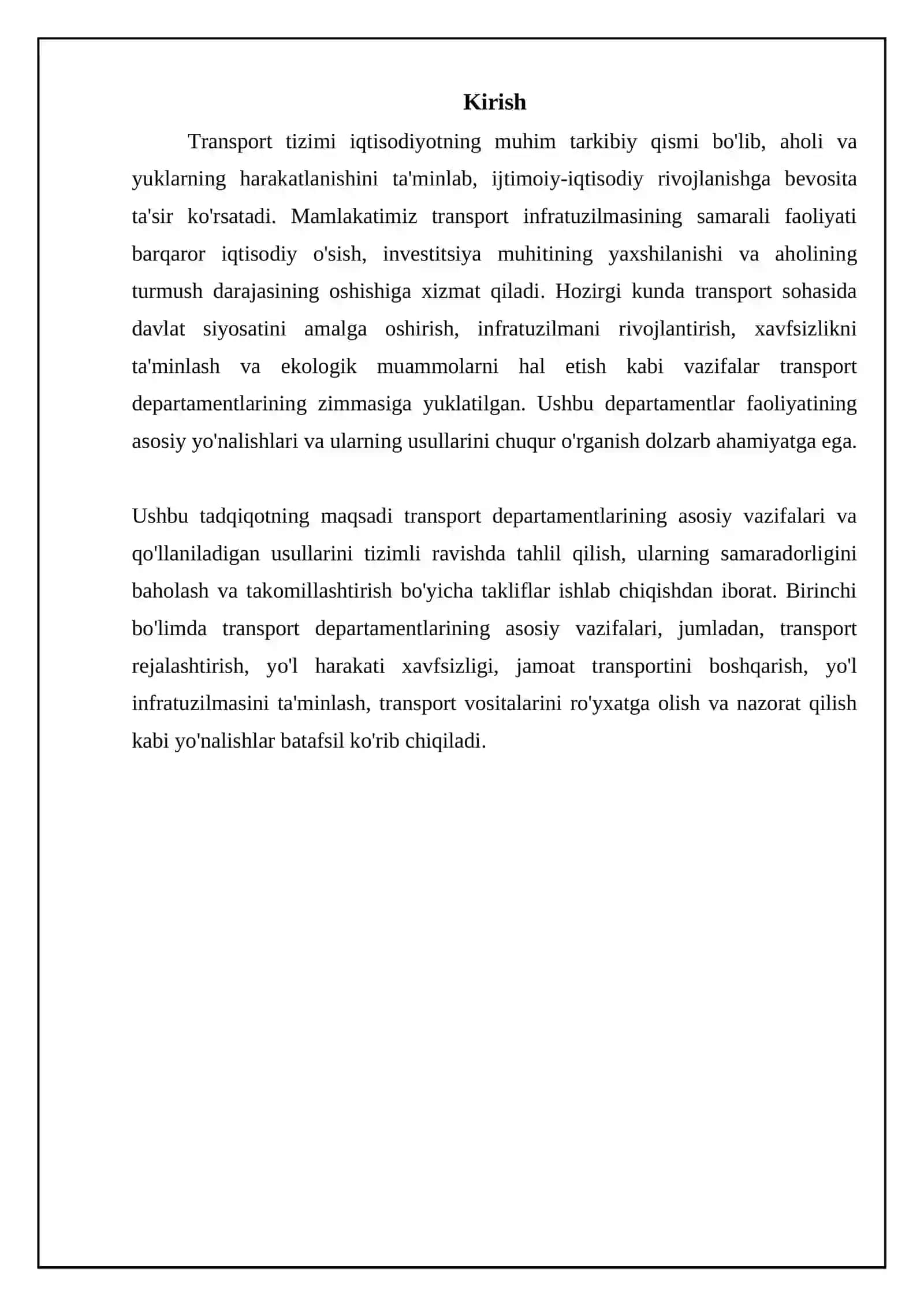 Tashish (transport) bo‘limining asosiy funksiyalari va foydalaniladigan usullar 3