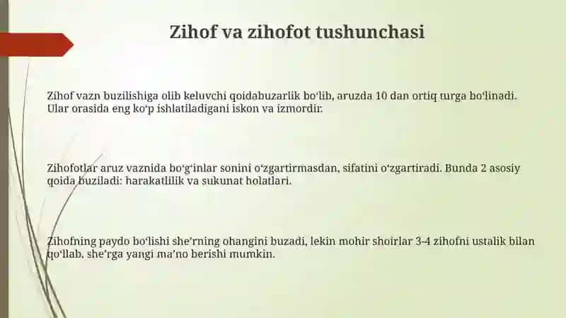Aruzda zihof va zihofotlar haqida tushuncha 3