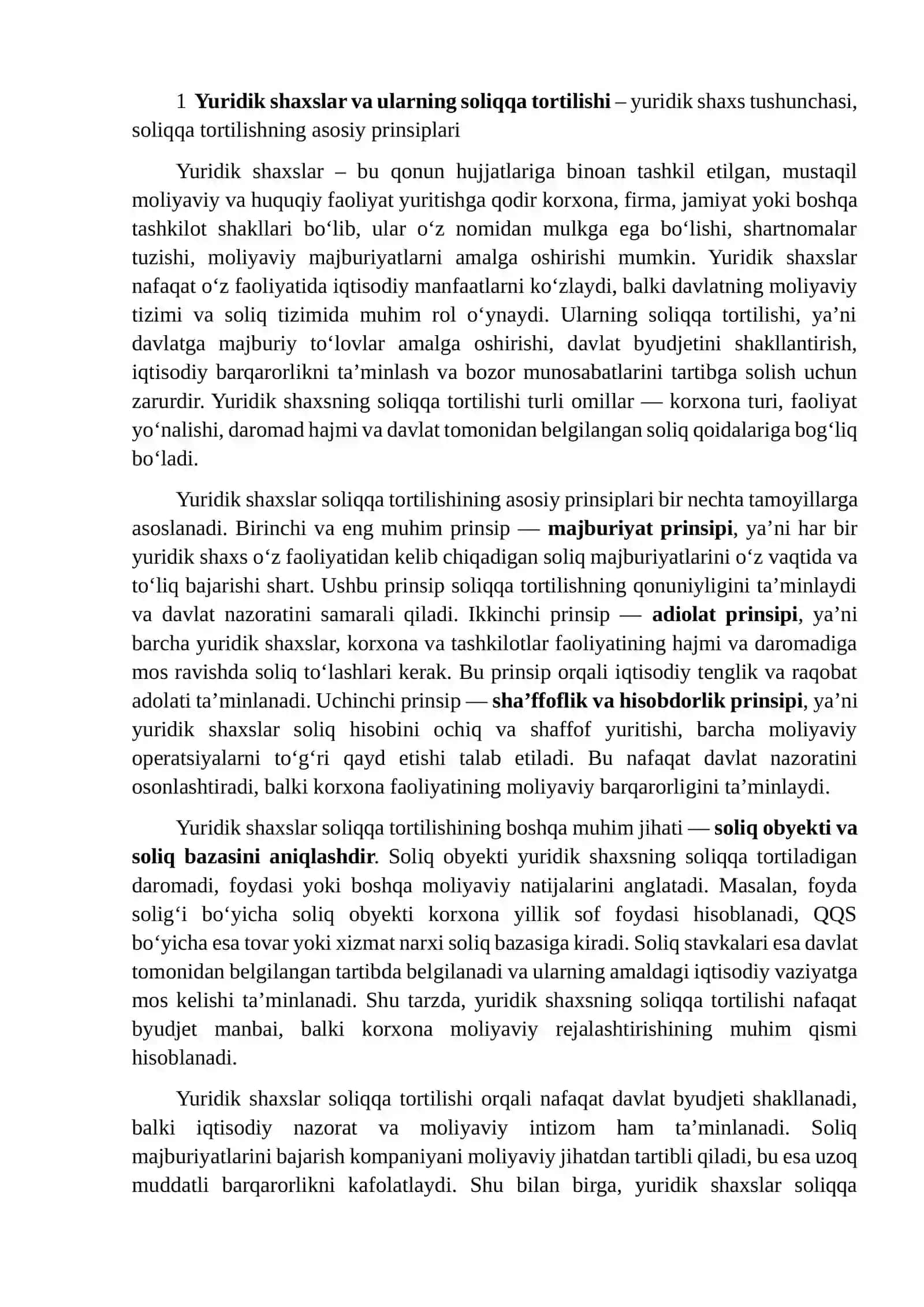 Yuridik shaxslar to'laydigan soliqlarga umumiy tavsifnoma 3