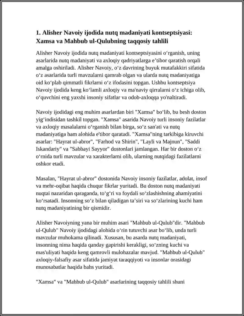 ALISHER NAVOIY IJODIDA NUTQ MADANIYATI VA NOTIQLIK SAN'ATI MASALALARI TALQINI: XAMSA VA MAHBUB UL- QULUB ASARLARI MISOLIDA 3
