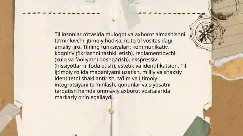 Til va nutq. Yozma nutq savodxonligi va nutq madaniyati asoslari 3