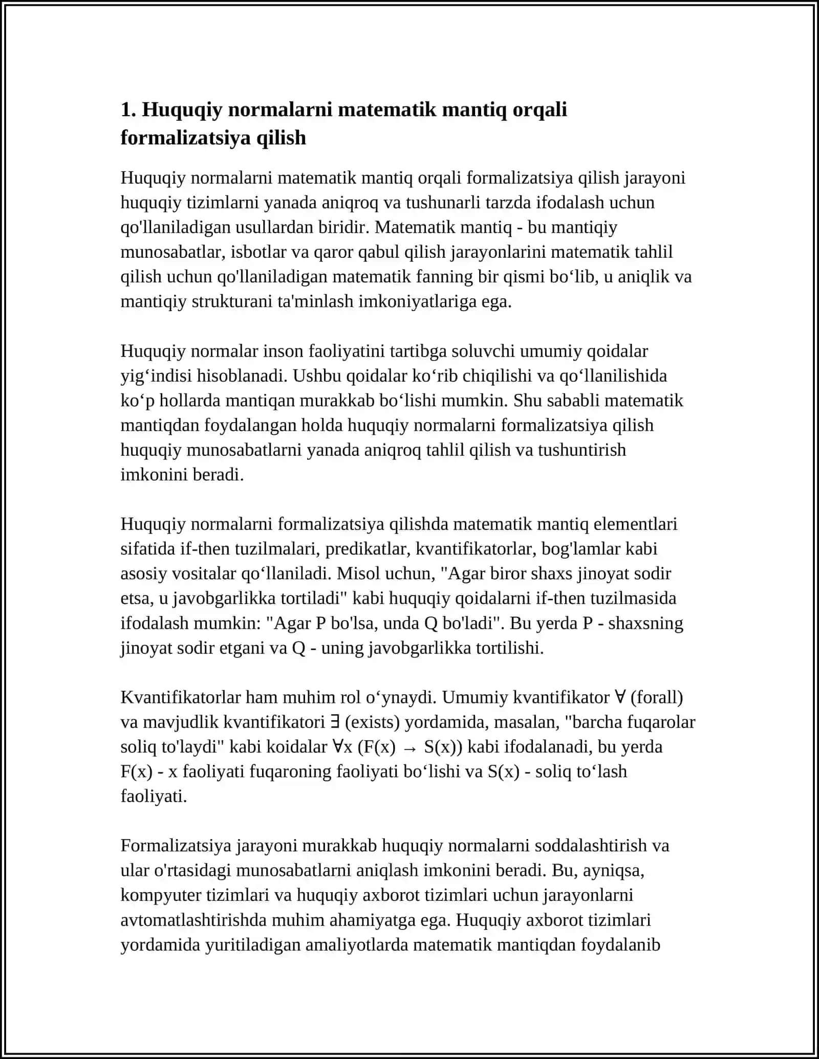 HUQUQIY NORMALARINI MATEMATIK MANTIQ YORDAMIDA IFODALASH 3