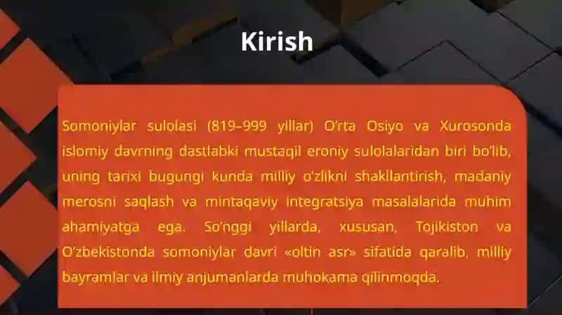 SOMONIYLAR SULOLASI TARIXIGA DOIR ILMIY TADQIQOTLAR SHARHI 3