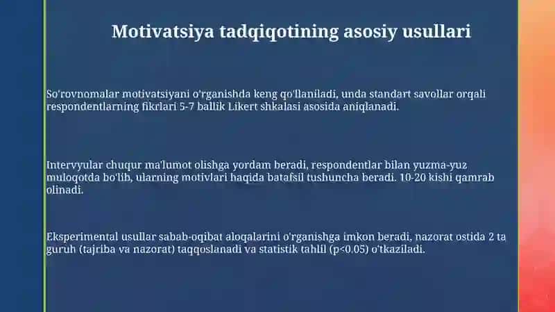 Motivatsiya tadqiqotining asosiy usullari 3