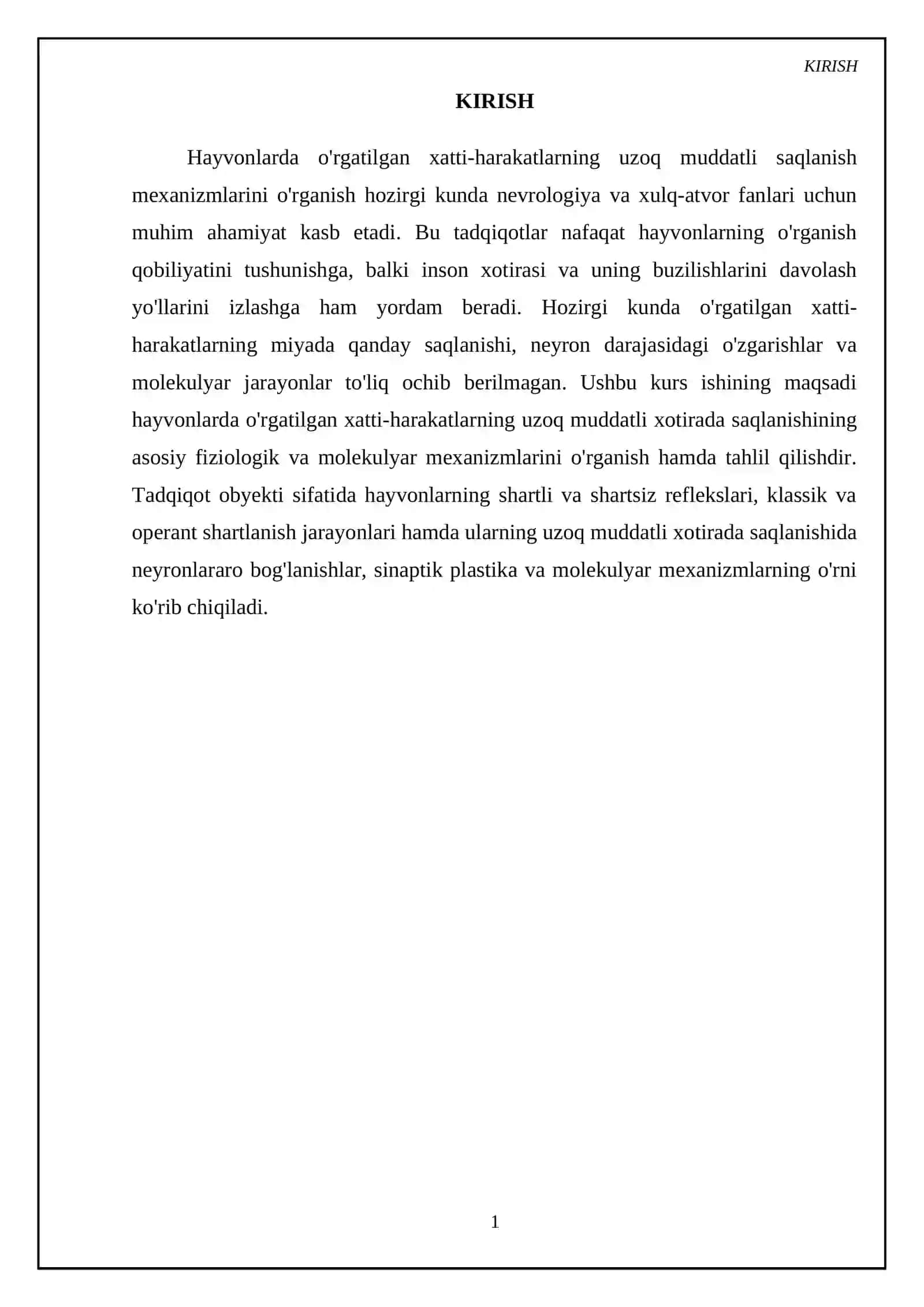 Hayvonlarda o'rgatilgan xatti harakatlarning uzoq muddatli saqlanish mexanizmi 3