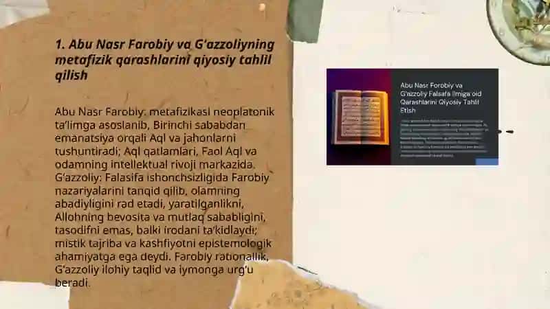 Abu Nasr Farobiy va Gʻazzoliyning falsafa ilmiga oid qarashlarining qiyosiy tahlil etish 3