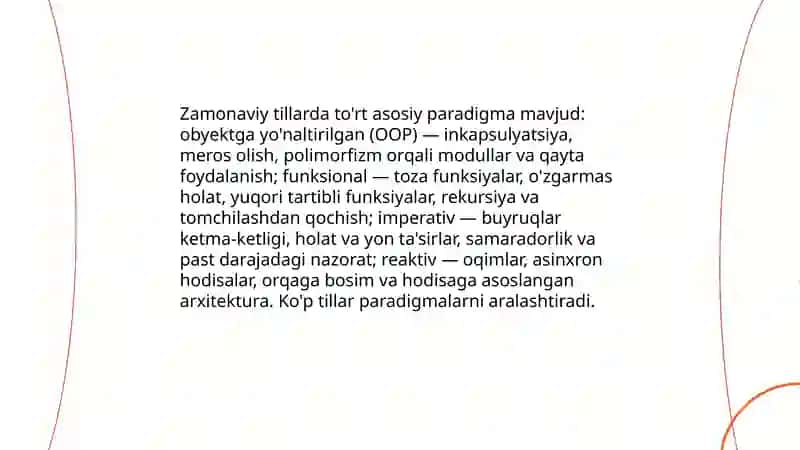 Zamonaviy dasturlash tillarining tahlili by VAFAYEV XURSHIDBEK 3