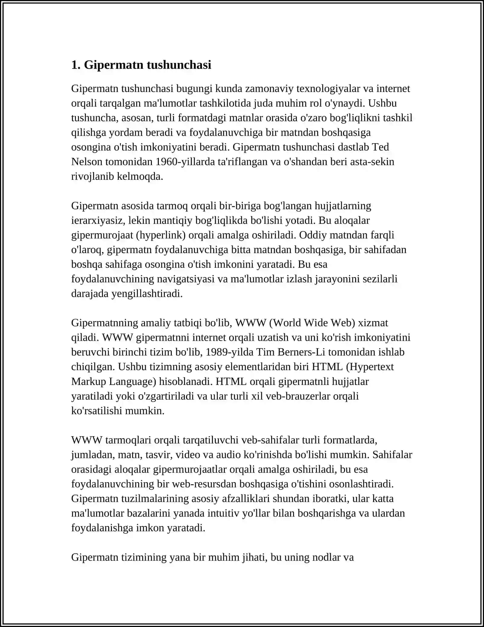 GIPERTEKST GIPERMUROJAAT VA GIPERMEDIA TUSHUNCHALARINI TASVIRLASH 3