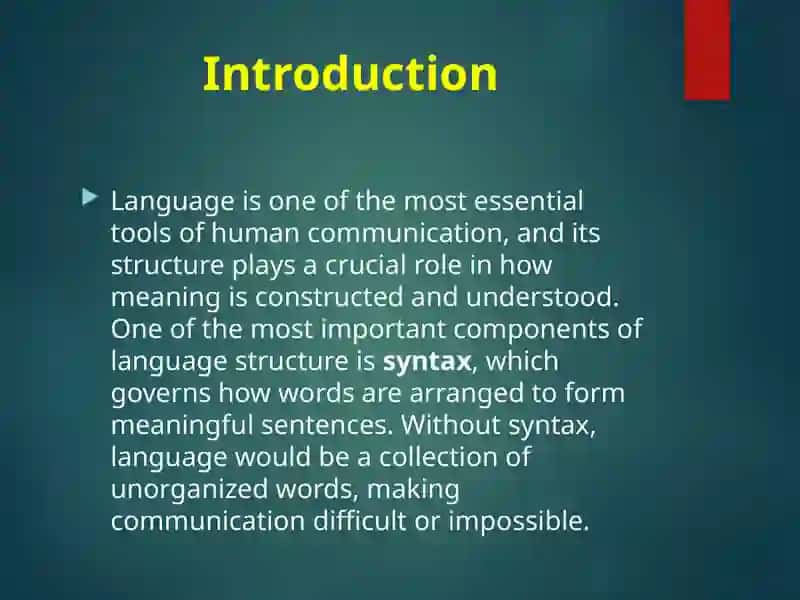 The syntax. Syntactic structure of the English language. The phrase and the sentence. The communicative and structural types of the sentence. 3