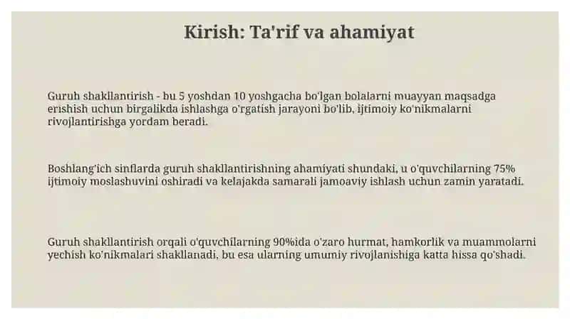 Boshlangʻich sinfda oʻquvchilar jamoasini shakllantirish bosqichlari 3