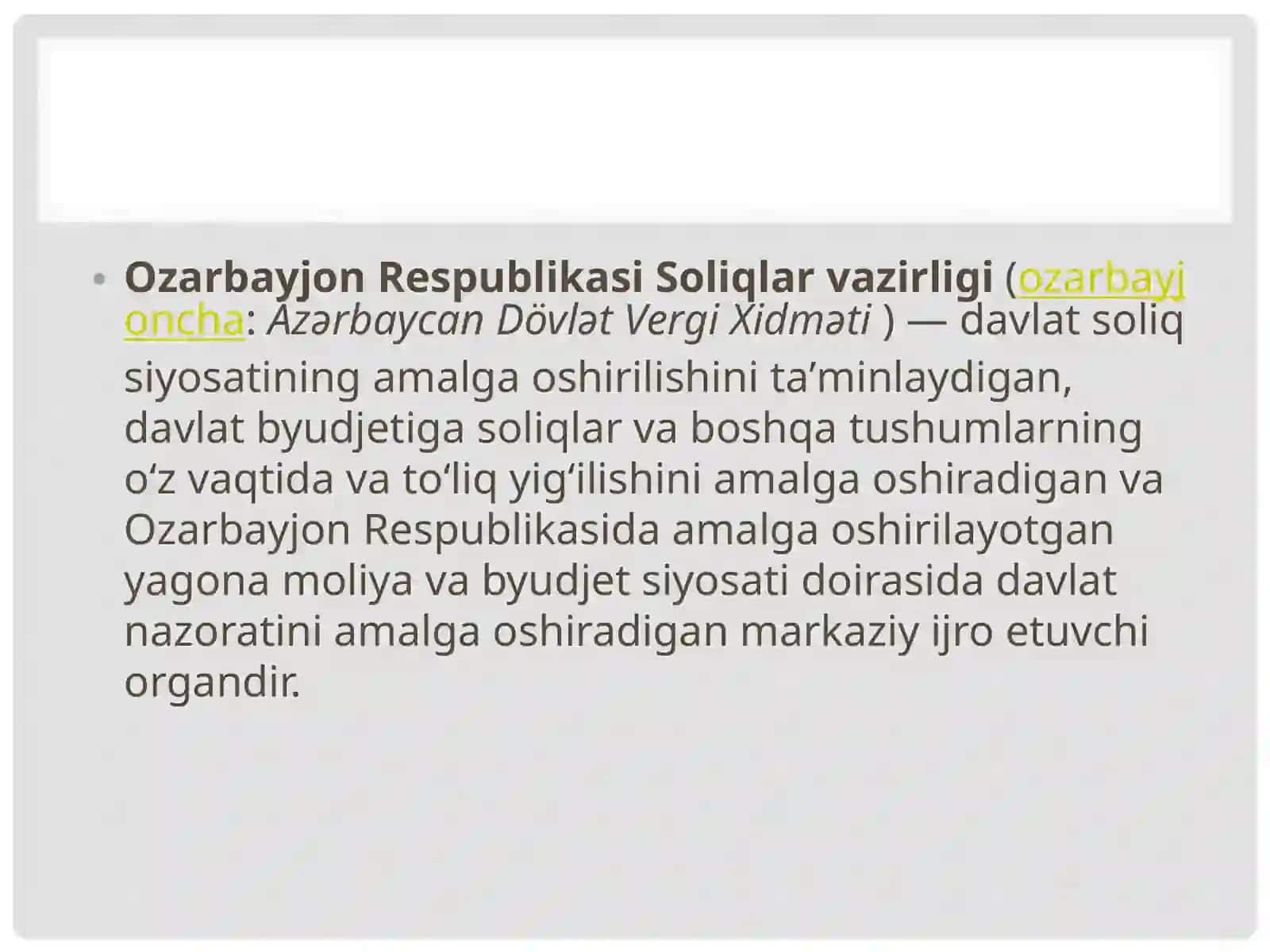 Ozarbayjon Respublikasi soliq tizimi 3