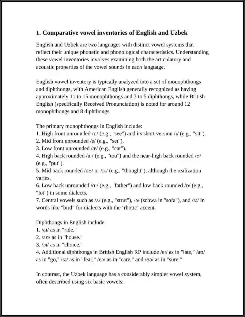 ARTICULATORY AND ACOUSTIC FEATURES OF VOWEL SOUNDS IN ENGLISH AND UZBEK LANGUAGES 3