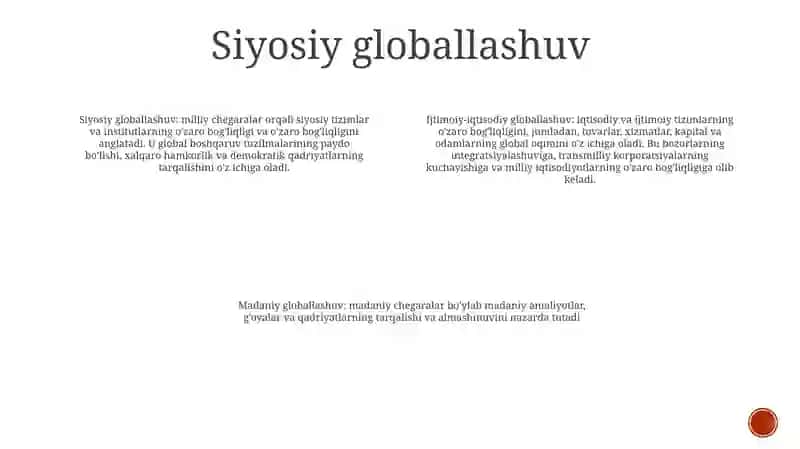 Siyosiy, Iqtisodiy, Madaniy Jarayonlarning Globallashuvi 3