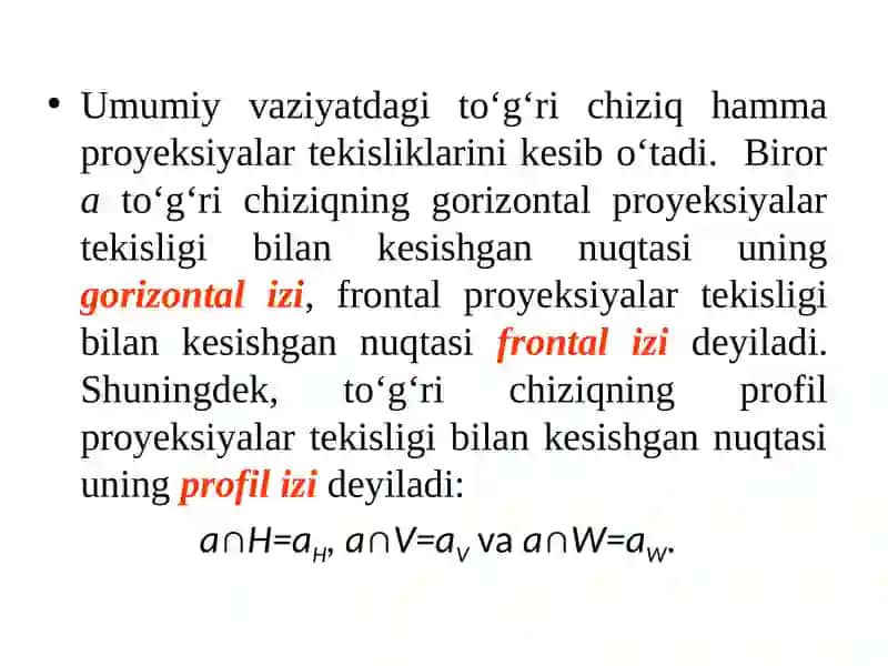 To'g'ri chiziqning izlari 3