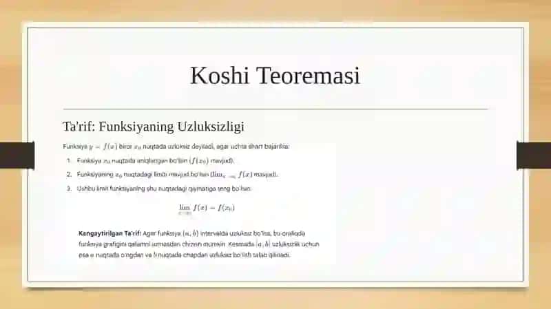 Diffensial hisobning asosiy teoremalari koshi teoremasi 3