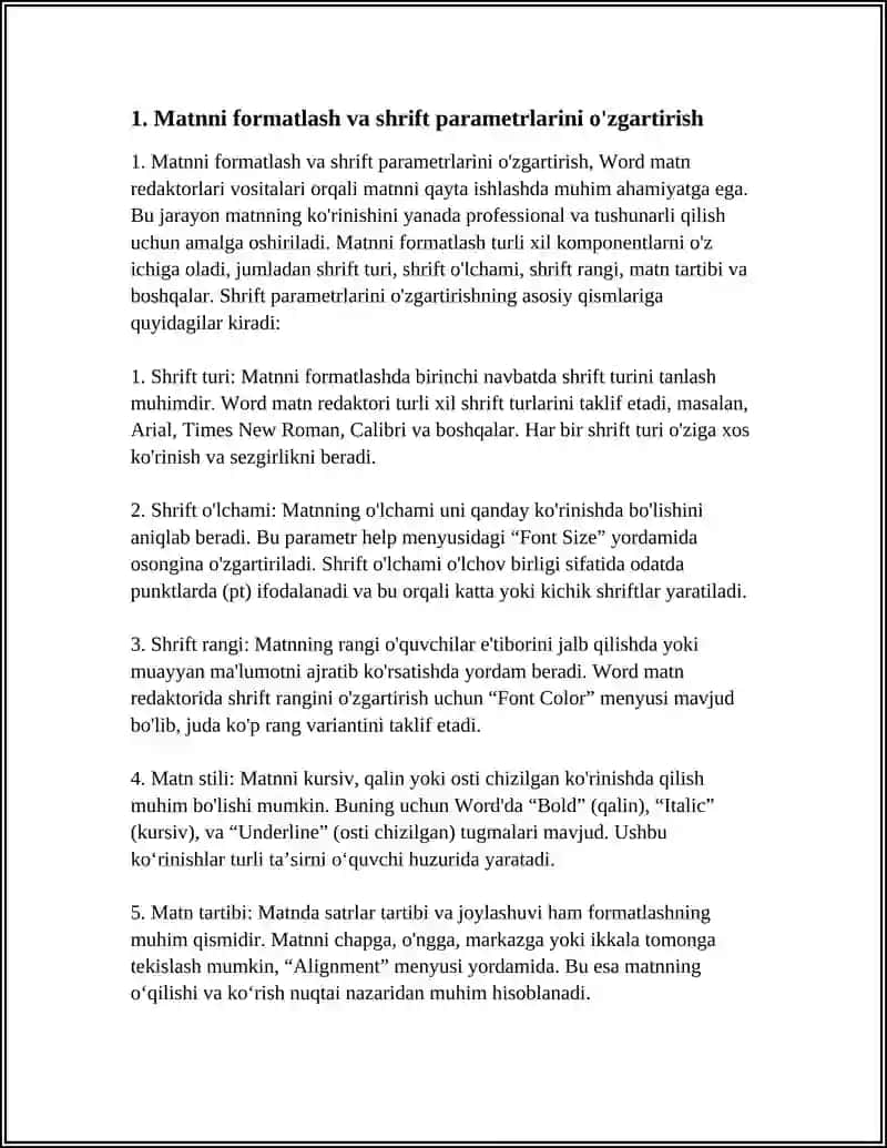 WORD MATN REDAKTORLARI VOSITALARIDAN FOYDALANIB MATNNI QAYTA ISHLASH 3