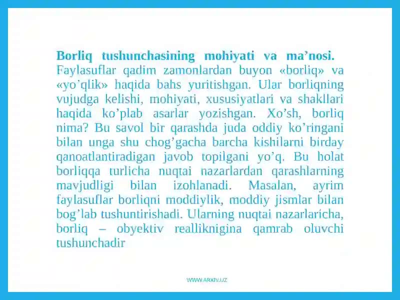 G'arbmutafakkirlarining borliq haqida ta'limotlari 3