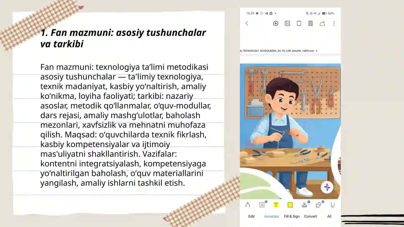 Texnologiya taʼlimi metodikasi fanining mazmuni, maqsadi va vazifalari 3