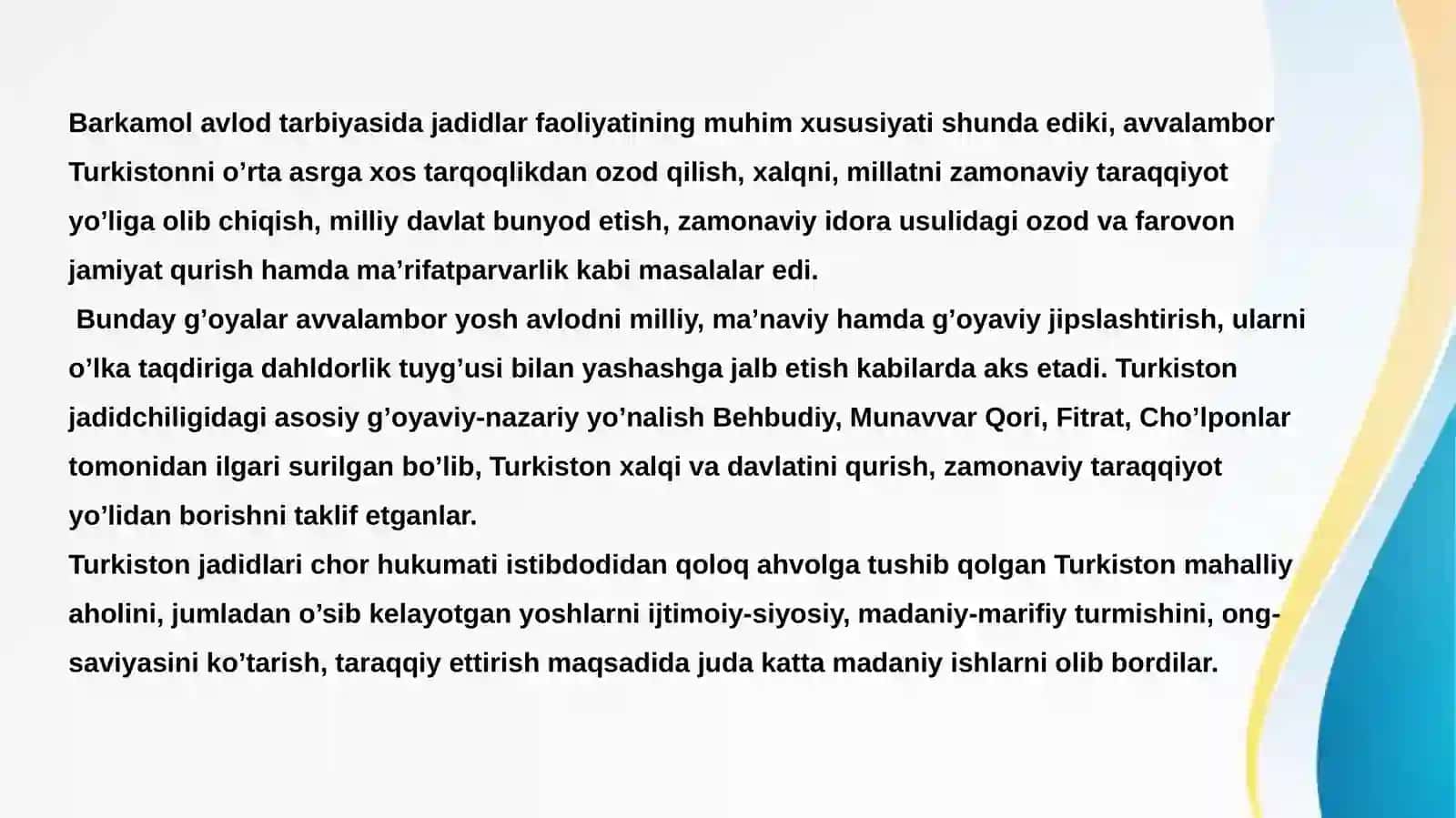 Jadidma’rifatparvarlariningo’lkaijtimoiy-ma’naviyhayotidatutgano’rni 3