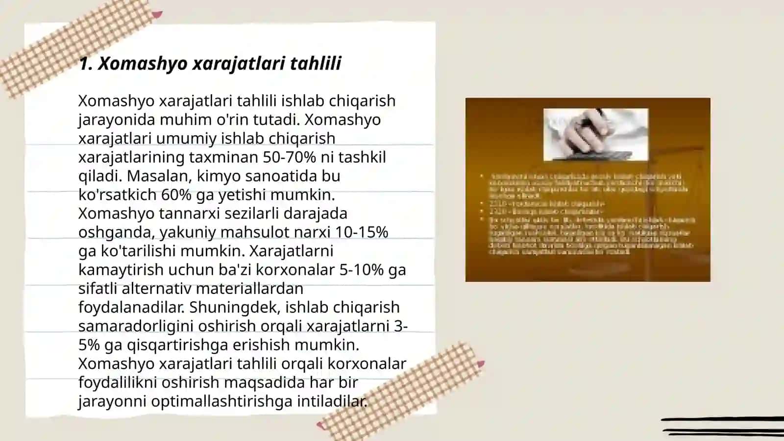 Xomashyo xarajatlari tahlili 3