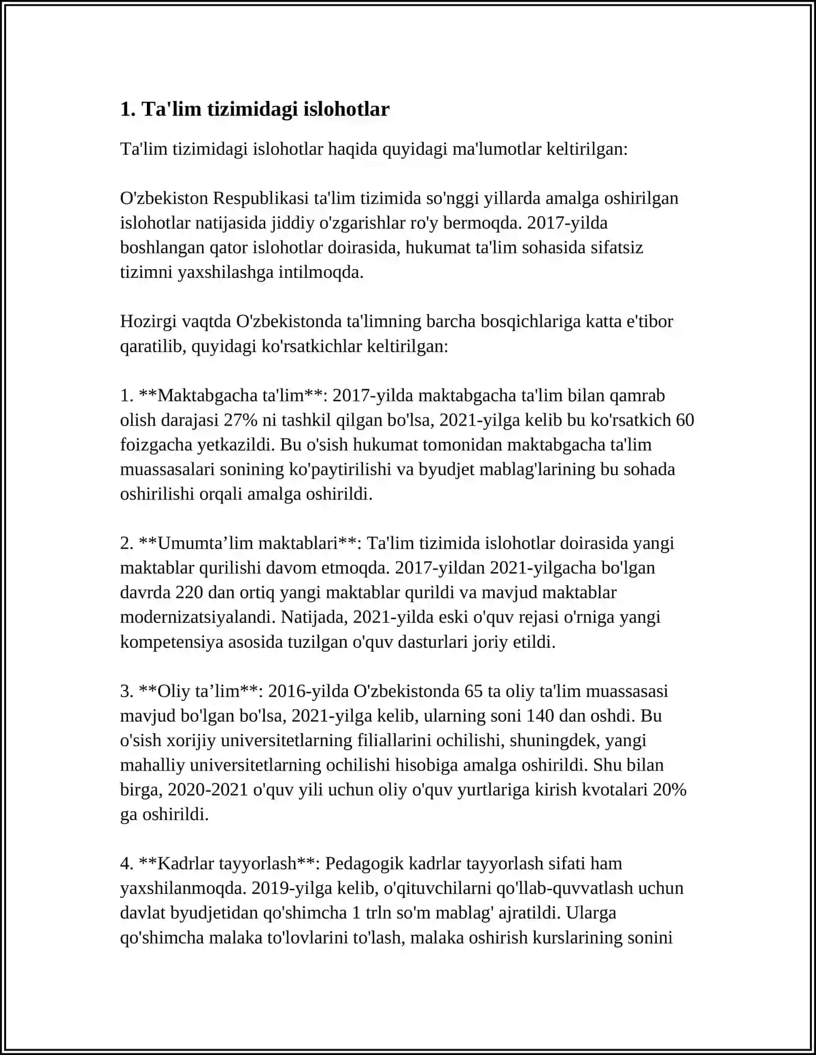 O‘ZBEKISTONDA IJTIMOIY SOHADA AMALGA OSHIRILAYOTGAN O‘ZGARISHLAR MAZMUN VA MOHIYATI 3