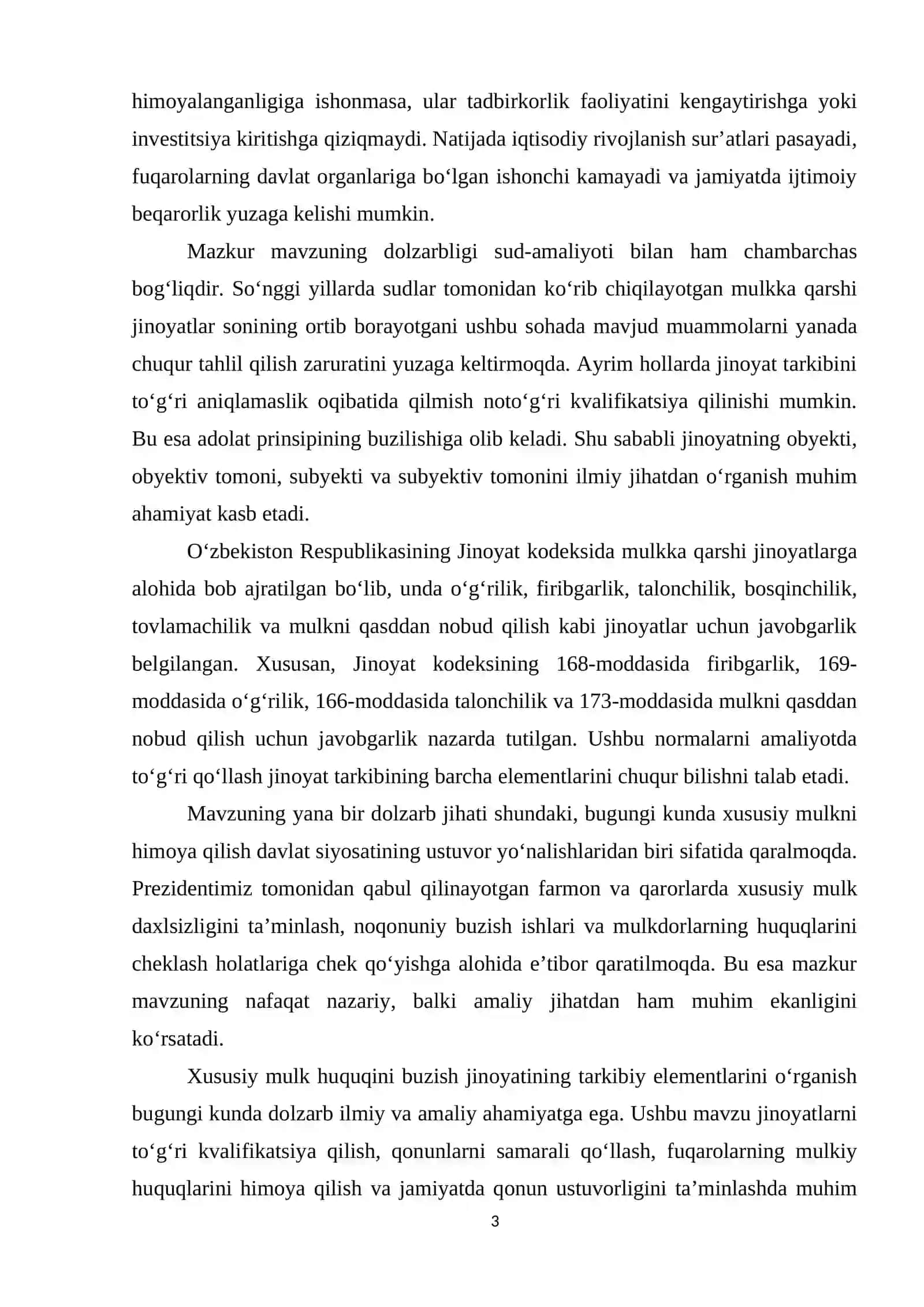 Xususiy mulk huquqini buzish jinoyatning tarkibiy elementlari 3