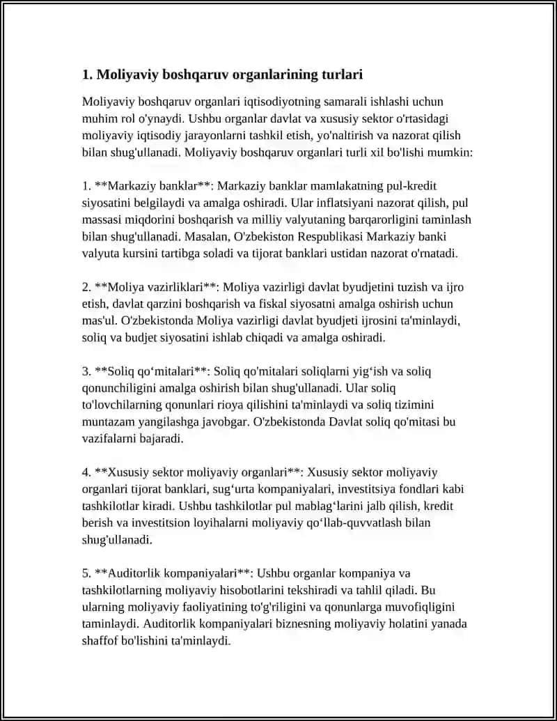 Moliyaviy boshqaruv organlari va ularning vazifalari 3