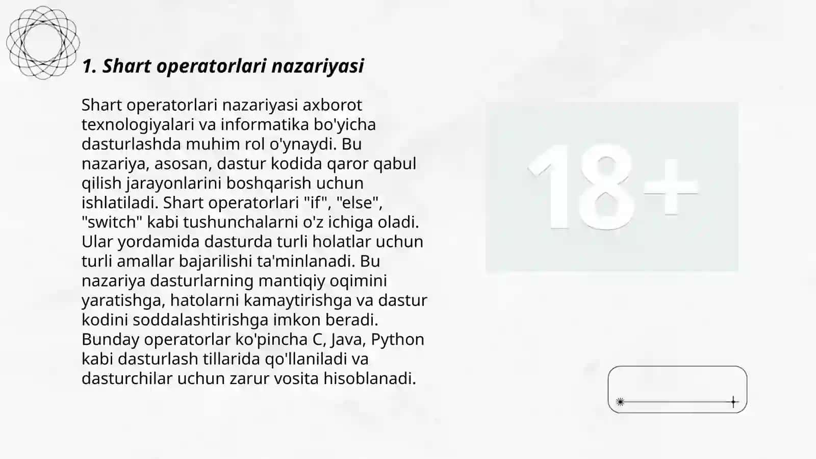 Shart operatorlari nazariyasi 3