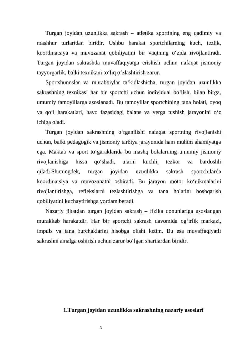 Turgan joyidan uzunlikka sakrash texnikasi 3