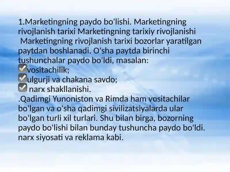 Marketing fanining paydo bo'lish tarixi 3