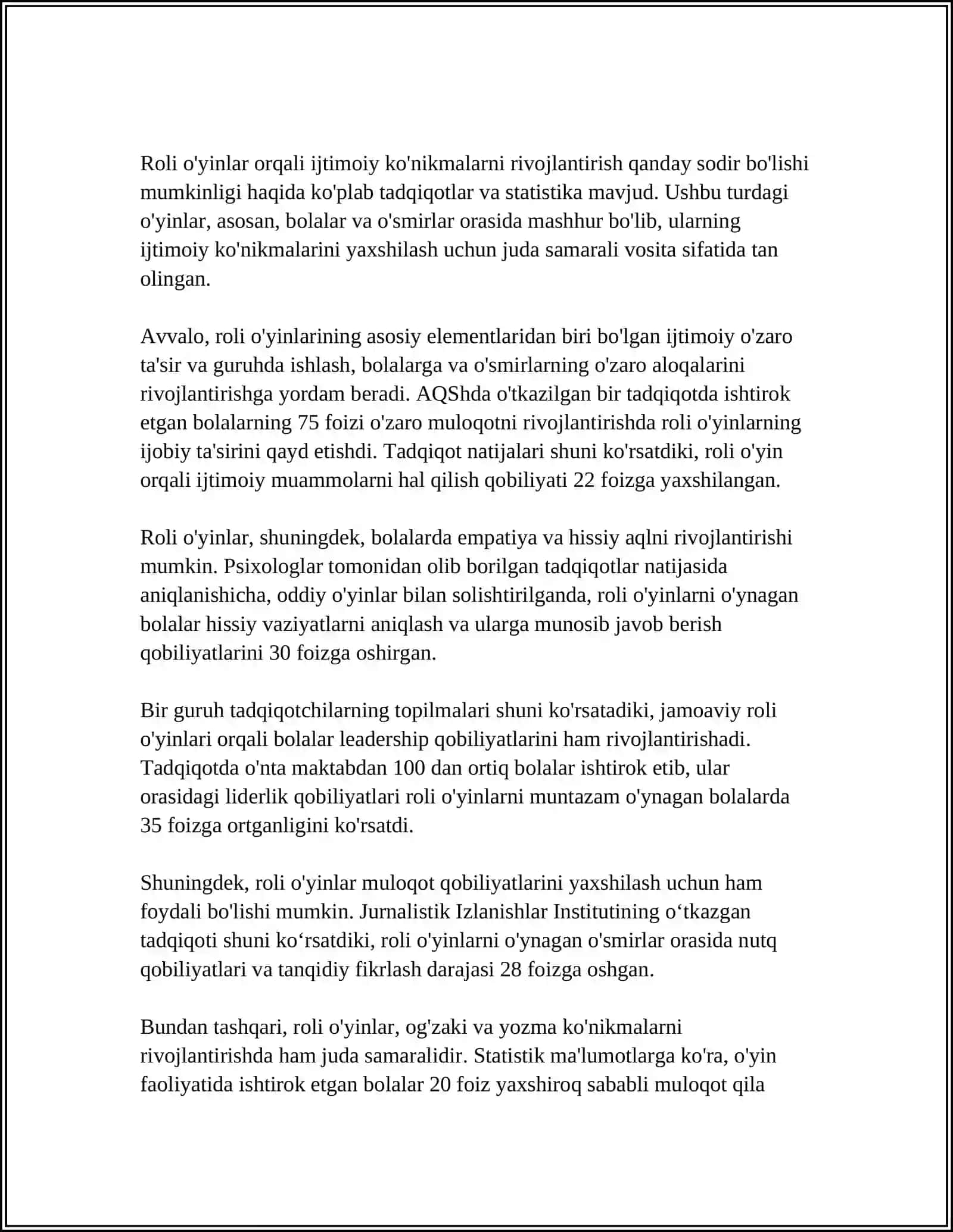 MAKTABGACHA TARBIYA YOSHIDA ROLLI O'YINLAR 3
