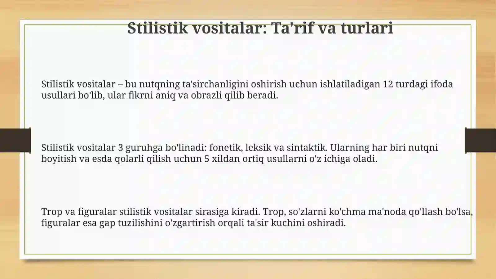 Stilistik vositalar: Ta'rif va turlari 3