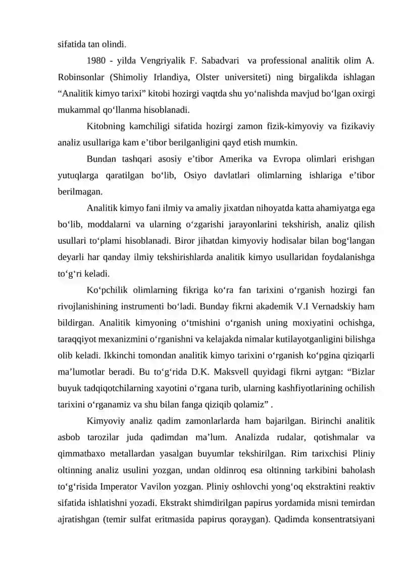 Noorganik va analitik kimyoning rivojlanish bosqichlari 3