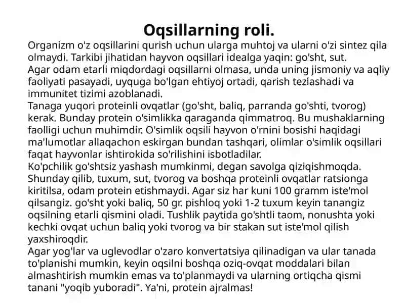 Proteinlar, yog'lar, uglevodlar va boshqa tarkibiy qismlar 3