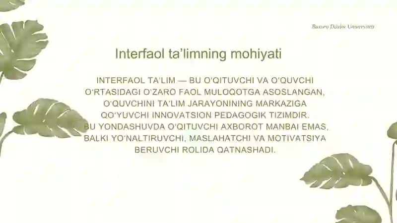 O‘QITISHDA INTERFAOL METODLAR 3
