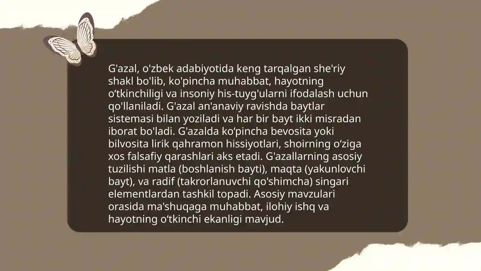 "Ne navo so‘z aylagay..." g'azali tahlili, taqte‘si, vazn xususiyatlari 3