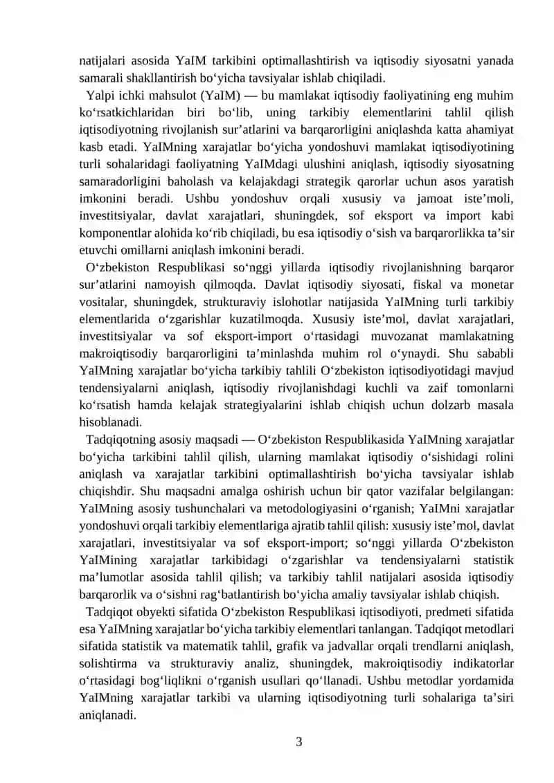 O'zbekiston respublikasida Yaimning xarajatlariga ko'ra tarkibiy tahlili 3