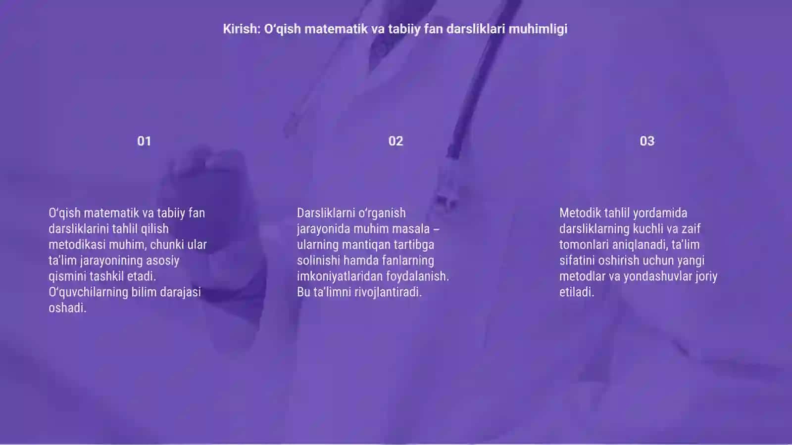 Oʻqish matematik va tabiiy fan darsliklarini tahlil qilish metodikasi 3