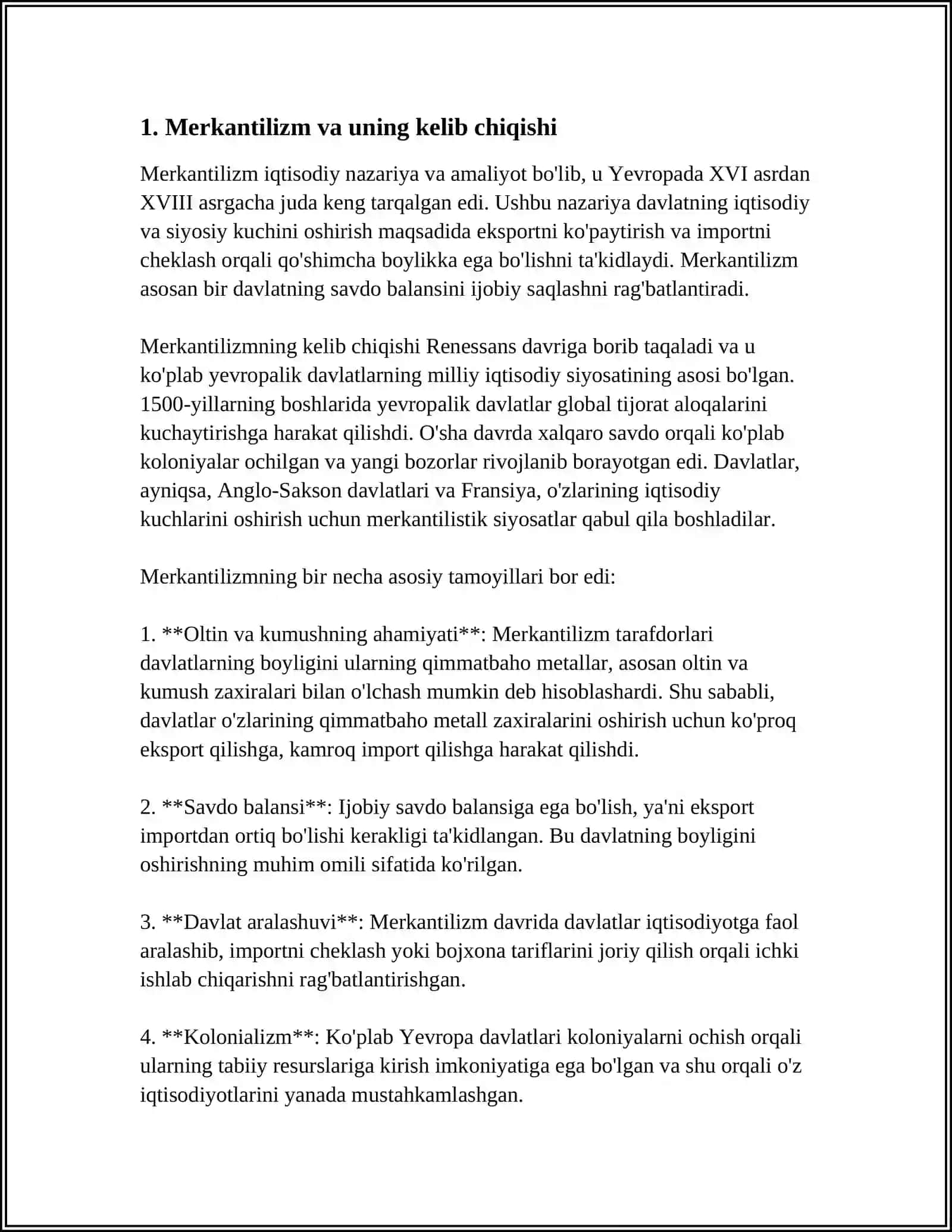 MERKANTILIZM IQTISODIY TALIMOTINING MOHIYATI VA AHAMIYATI 3