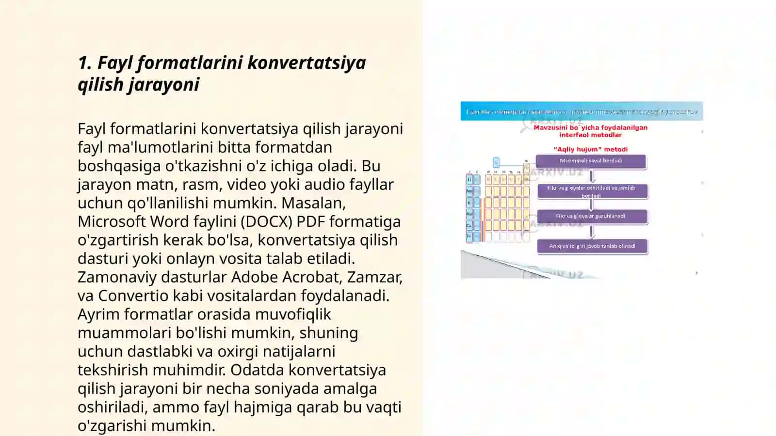 Konvertatsiya. Fayllarni bir formatdan boshqa formatga oʻtkazish. Onlayn konvensiya dasturidan foydalanish 3