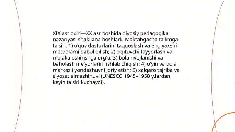 Maktabgacha ta'limda qiyosiy pedagogika fanining taraqqiyot bosqichlari 3