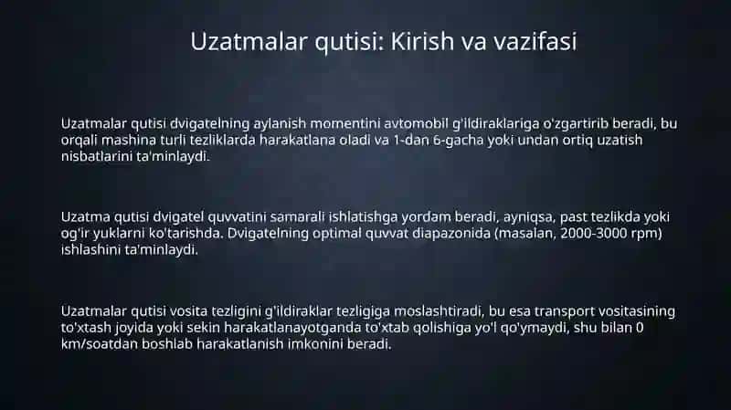 Uzatmalar qutisi Mexanik va avtomatik uzatmalar qutisi ishlash prinspi 3