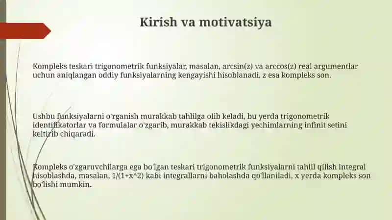 Murakkab teskari trigonometrik funksiyalar 3